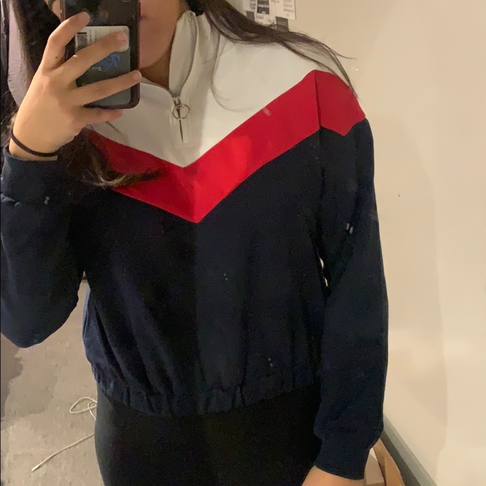 H&M Chevron quarter zip sweater cropped